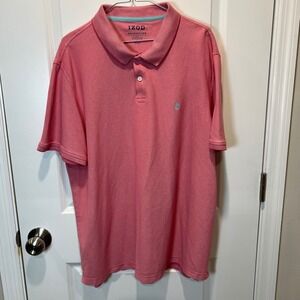 IZOD Advantage Performance Polo Shirt Mens XXL Coral Pink Short‎ Sleeve Stretch